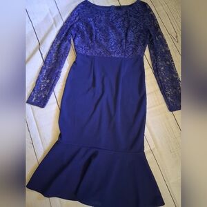 Elegant Blue Lace Dress